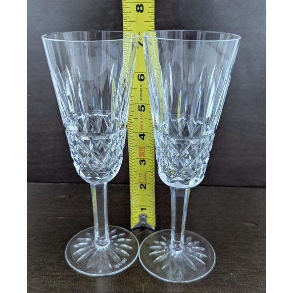 Pair Waterford Crystal Baltray Fluted Champagne Glass Set 2 Toasting Flutes EUC - Picture 8 of 9